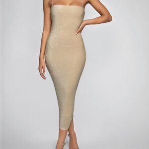 Gold Shimmer Midi Dress